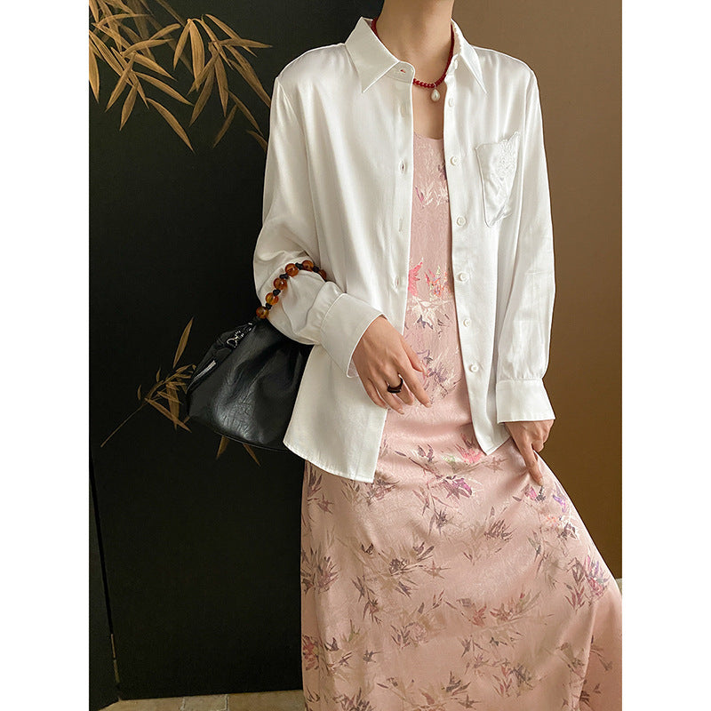 Damen stilvolle Bluse mit zarten Stickdetails und klassischem Schnitt Drune