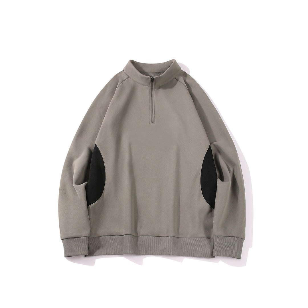 Herren Halbzip‑Sweatshirt mit Stehkragen und kontrastseitigen Einsätzen Drune