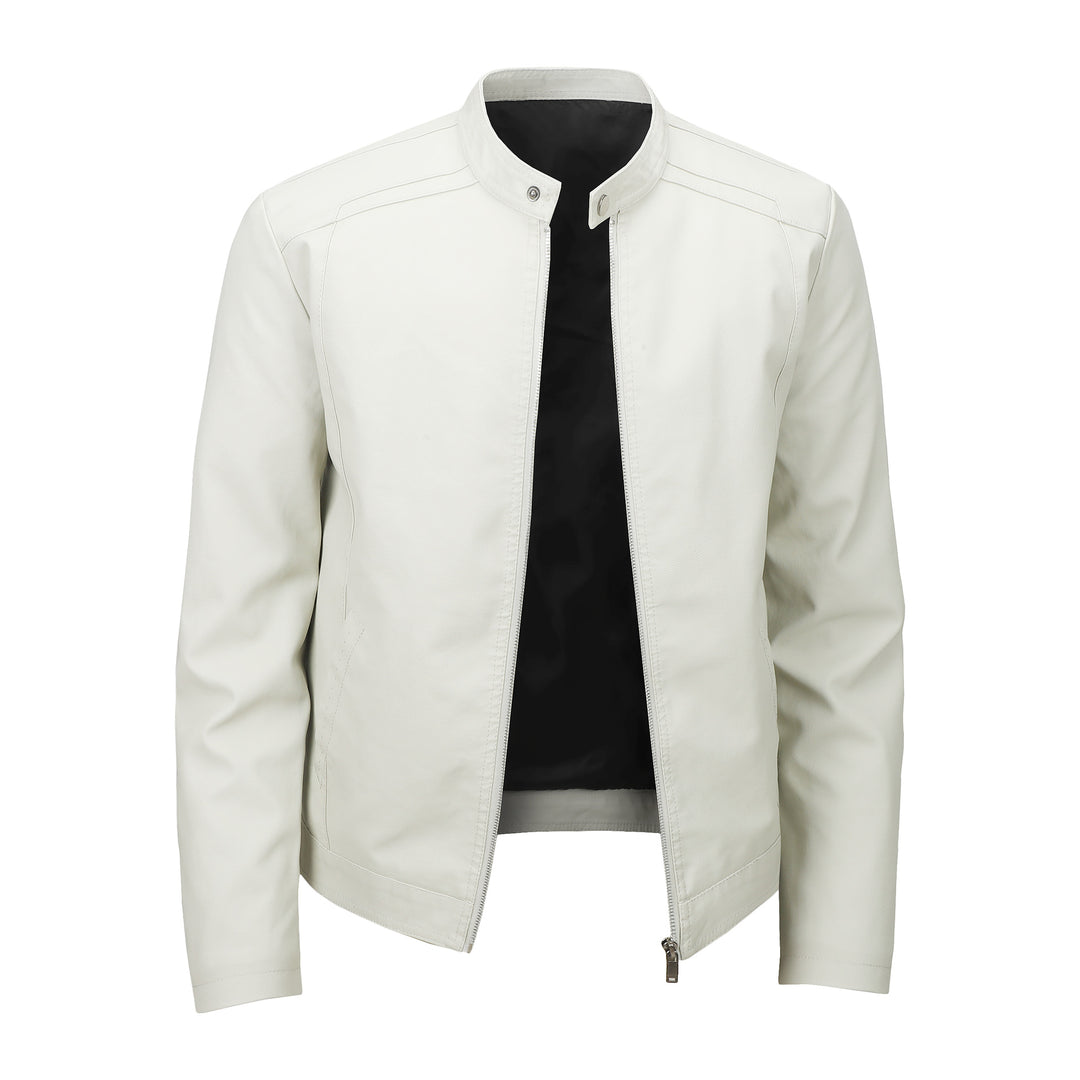 Herren Sportliche Kunstlederjacke mit Reißverschluss Drune