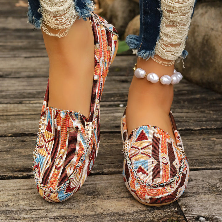 Damen Metallic Mokassin mit Noppenlaufsohle und Ziermetalldetail Drune