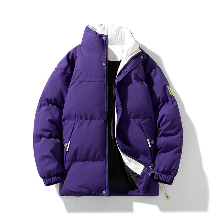 Damen Wattierte Steppjacke mit hohem Stehkragen, kontrastiertem Futter und Kordelzug Drune