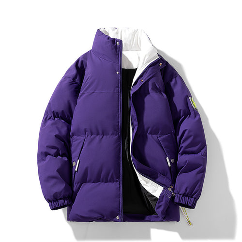 Damen Wattierte Steppjacke mit hohem Stehkragen, kontrastiertem Futter und Kordelzug Drune