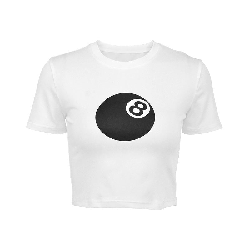 Damen cropped T-Shirt mit einzigartigem 8-Ball-Motiv und lässigem Schnitt Drune