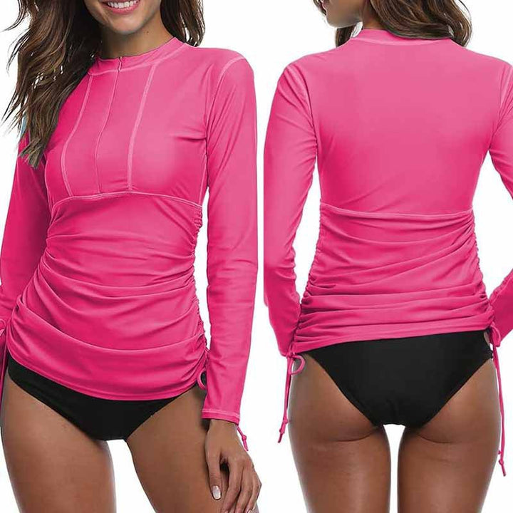 Damen Langärmliges Rashguard Shirt mit figurformenden Raffungen Drune