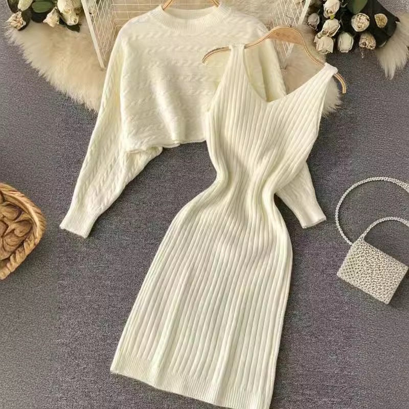 Damen Strickkleid- und Pullover-Set Drune