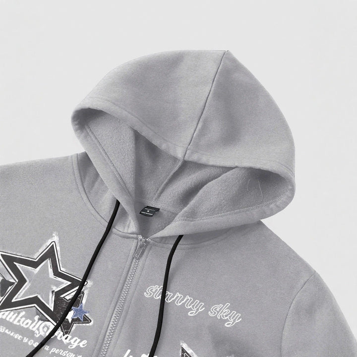 Herren Kapuzenjacke mit praktischem Reißverschluss und stylischem Sternenmotiv Drune