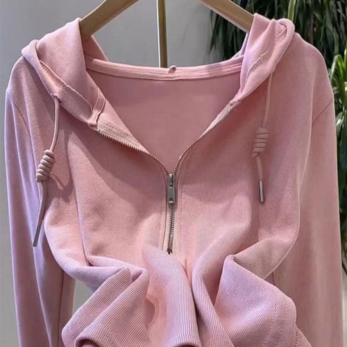 Damen lässiger Kapuzenpullover mit halbhohem Reißverschluss und modernem Schnitt Drune