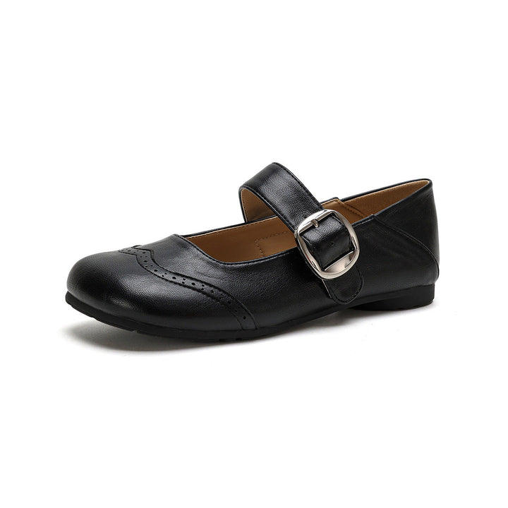 Damen Ballerinas mit verstellbarem Riemen und eleganter Schnalle Drune