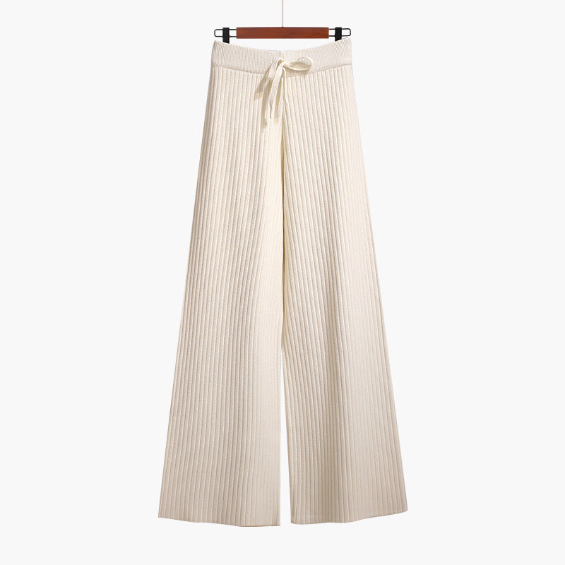 Damen Weit geschnittene Rippstrickhose mit Kordelzug Drune