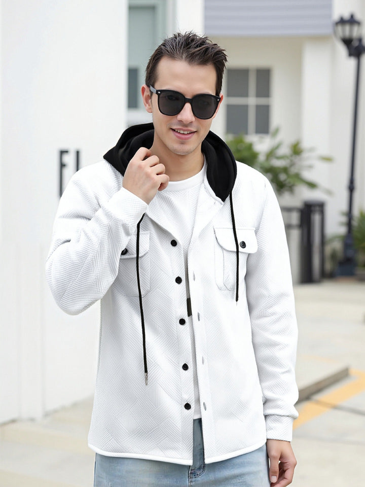 Herren modische Hybrid-Jacke mit abnehmbarer Kapuze und praktischen Taschen Drune