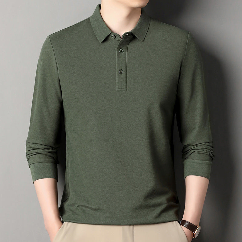 Herren Langarm‑Polo aus atmungsaktivem Baumwoll‑Stretch mit feinem Polokragen Drune