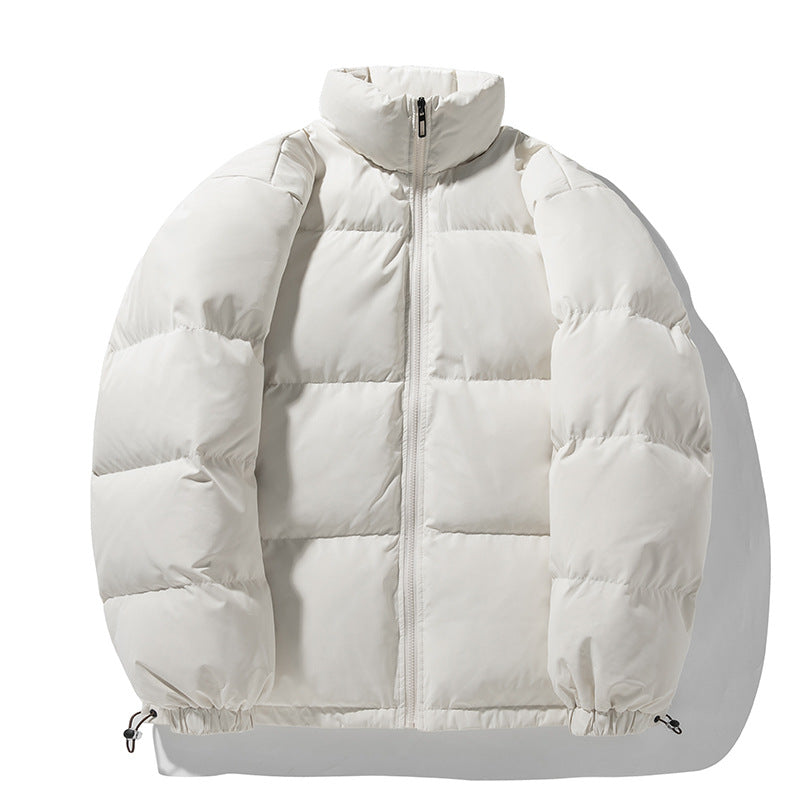 Unisex Oversize Wattierte Steppjacke mit hohem Stehkragen, Kordelzugsaum und durchgehendem Reißverschluss Drune