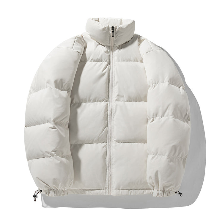 Unisex Oversize Wattierte Steppjacke mit hohem Stehkragen, Kordelzugsaum und durchgehendem Reißverschluss Drune