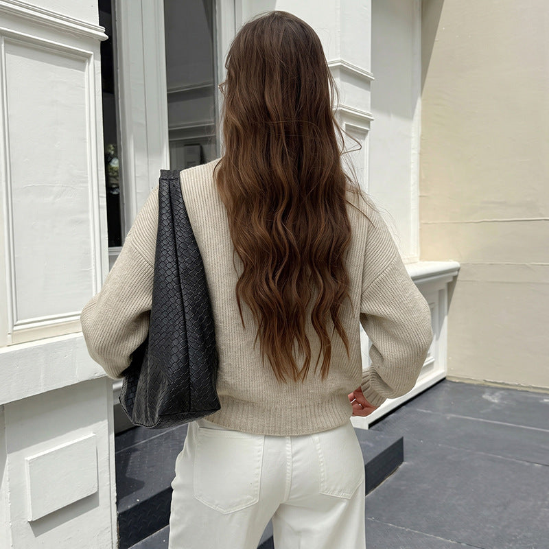 Damen Lässige Strickjacke mit chemischem Reißverschluss Drune