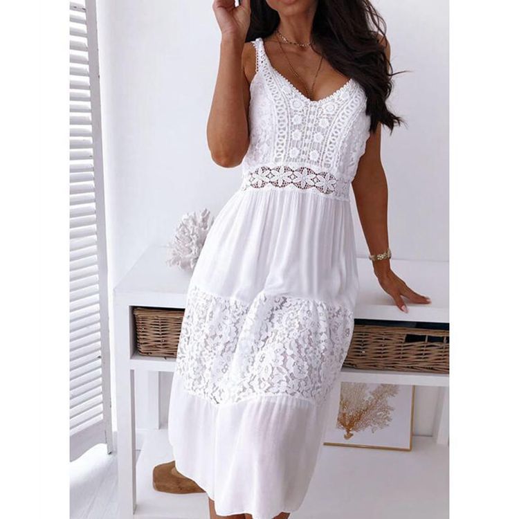 Damen Sommerkleid mit eleganten Spitzenakzenten und luftiger Passform Drune