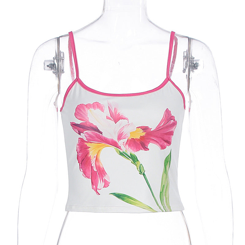 Damen Oberteil im floralen Design mit Spaghettiträgern Drune