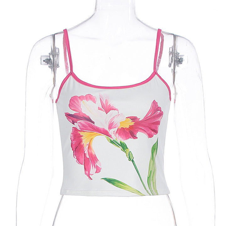 Damen Oberteil im floralen Design mit Spaghettiträgern Drune