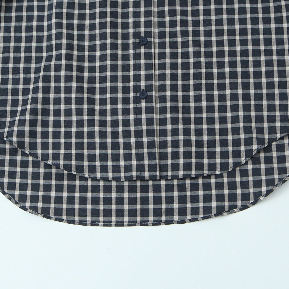 Damen Kariertes Hemdblusen-Shirt mit asymmetrischem Tuchdetail Drune
