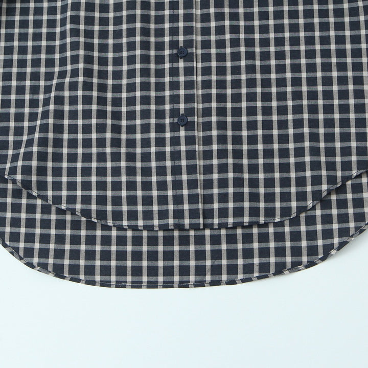 Damen Kariertes Hemdblusen-Shirt mit asymmetrischem Tuchdetail Drune
