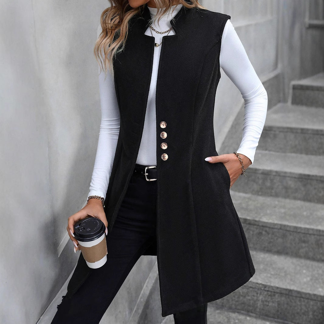 Damen Weste mit elegantem Schnitt und dekorativen Knöpfen Drune