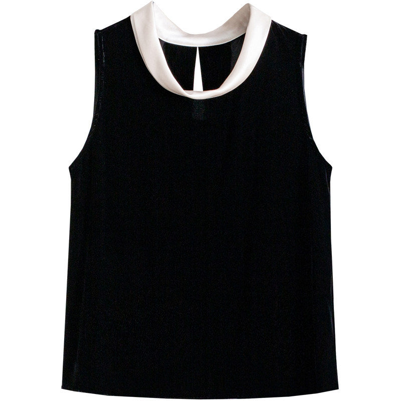 Damen Elegante Samtbluse mit Seidenkragen Drune