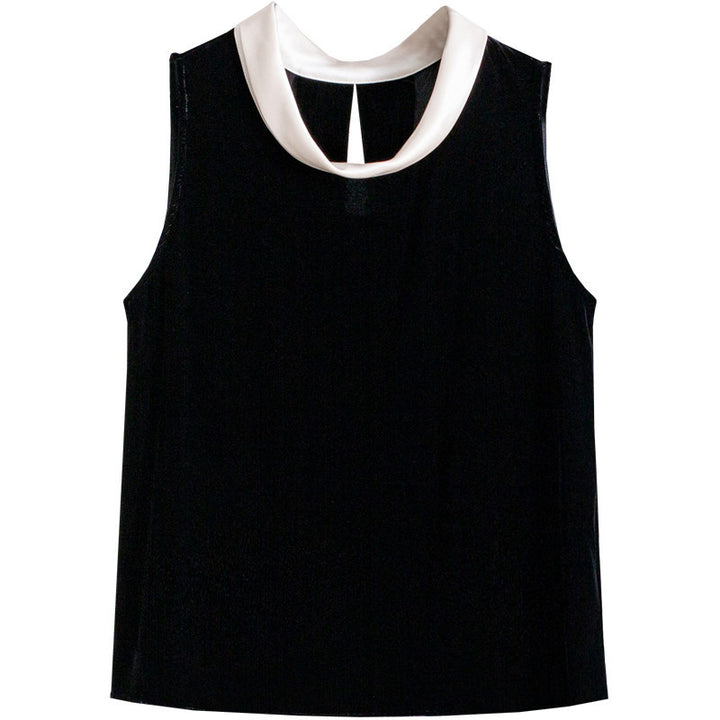 Damen Elegante Samtbluse mit Seidenkragen Drune