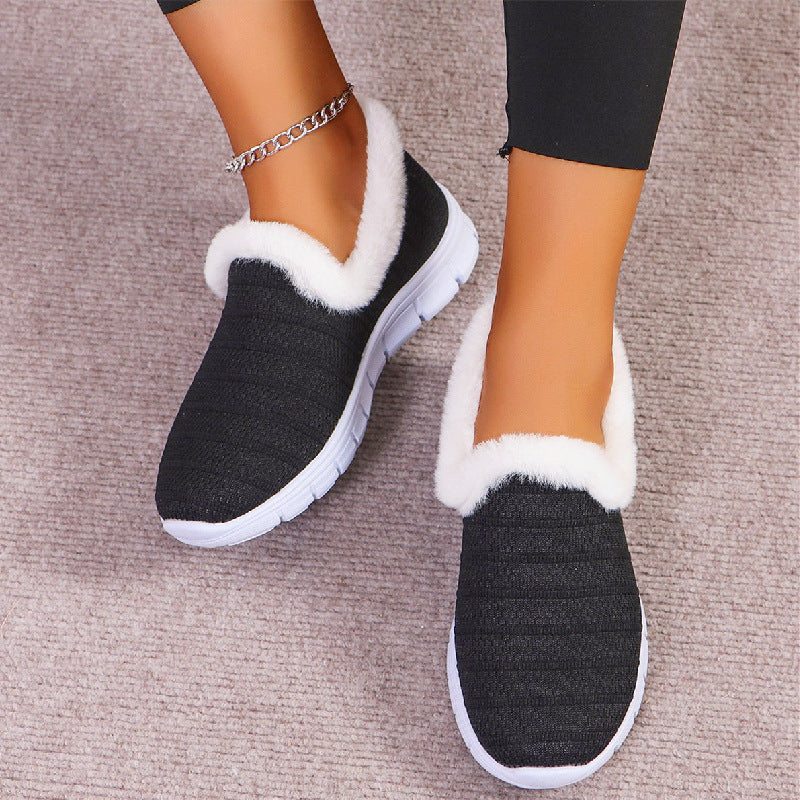 Damen Fleecegefütterte Strick-Slipper-Sneaker mit flexibler EVA-Sohle Drune