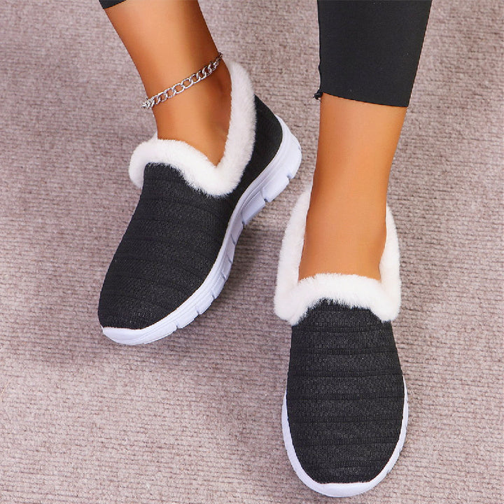 Damen Fleecegefütterte Strick-Slipper-Sneaker mit flexibler EVA-Sohle Drune