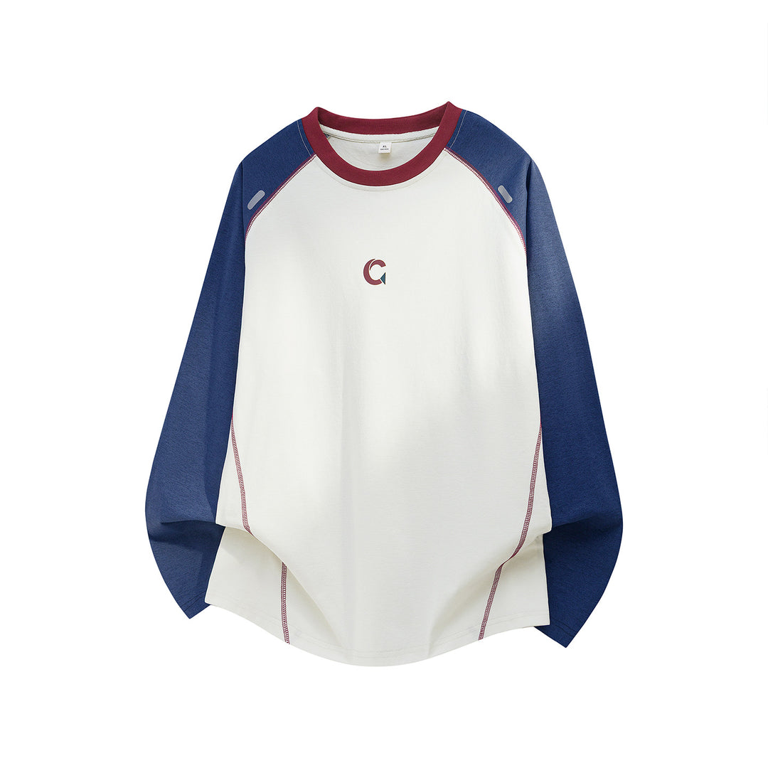 Unisex Oversize Raglan‑Sweatshirt mit kontrastierten Ärmeln, Rundhals und abgerundetem Saum Drune