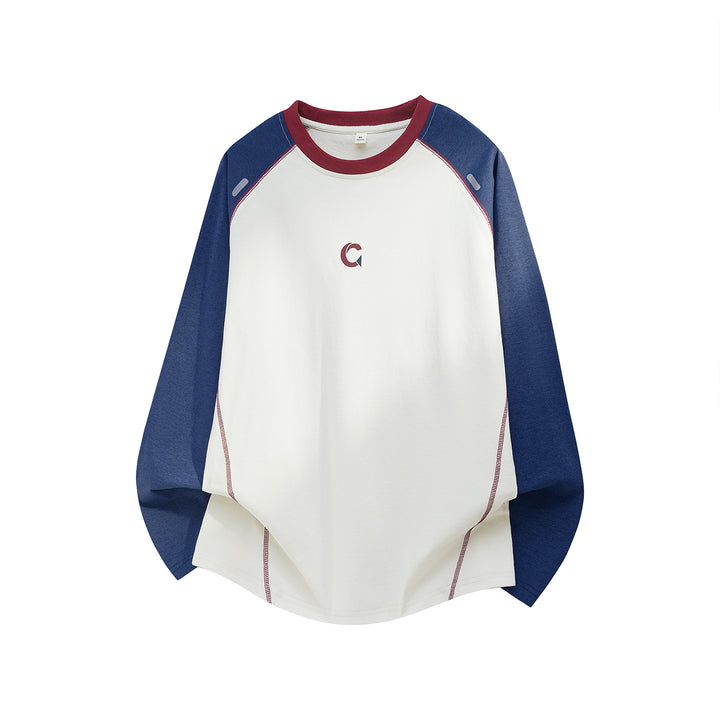Unisex Oversize Raglan‑Sweatshirt mit kontrastierten Ärmeln, Rundhals und abgerundetem Saum Drune