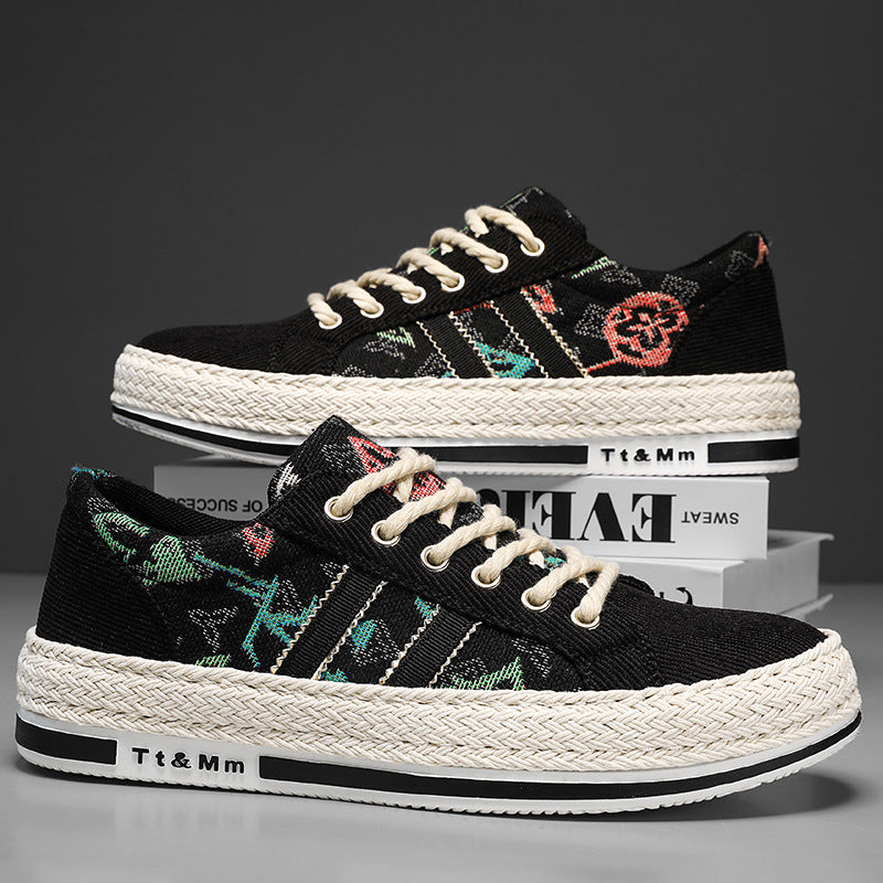 Herren Freizeitschuhe mit stylischem Textiloberteil und geflochtener Sohle Drune