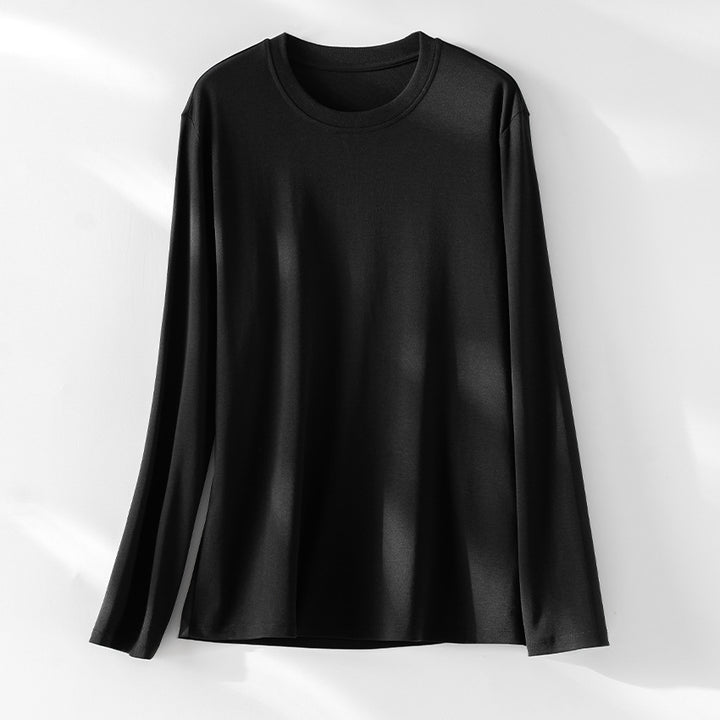 Damen Langärmeliges Rundhals-Longsleeve aus Modal-Mix mit fließender Silhouette Drune