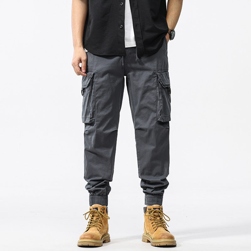 Herren Cargo-Jogginghose im Utility-Stil mit Elastikbund, Kordelzug und Multifachtaschen Drune