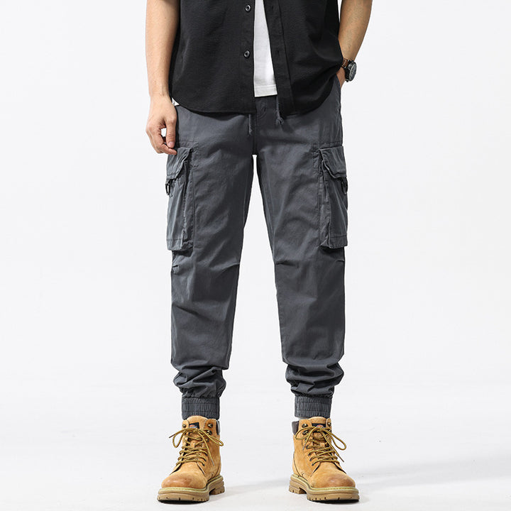 Herren Cargo-Jogginghose im Utility-Stil mit Elastikbund, Kordelzug und Multifachtaschen Drune