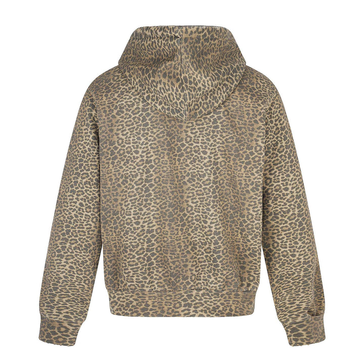 Damen Kapuzenjacke im Boxy‑Cut mit Leo‑Print und distressed Stickerei Drune
