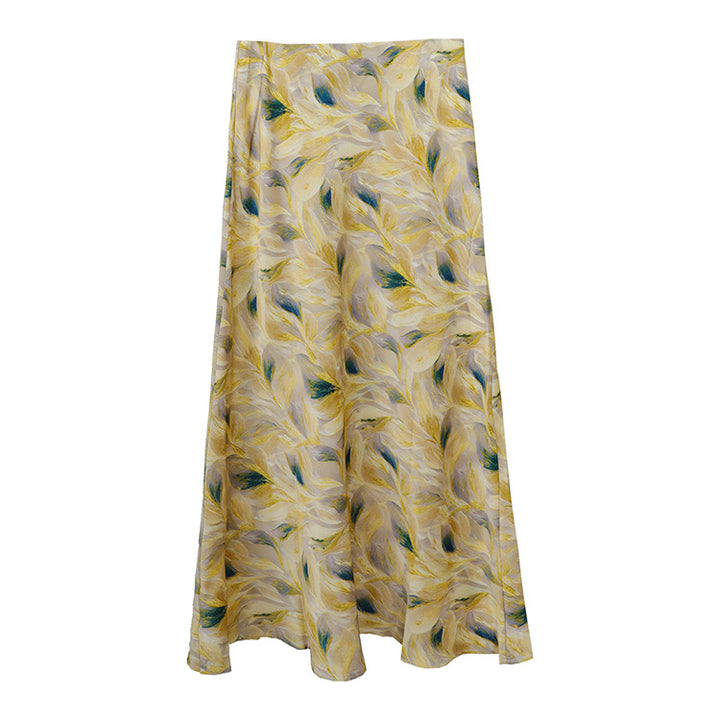 Damen nan fließender Midirock mit floralem Print und A-Linie aus satinähnlichem Stoff Drune