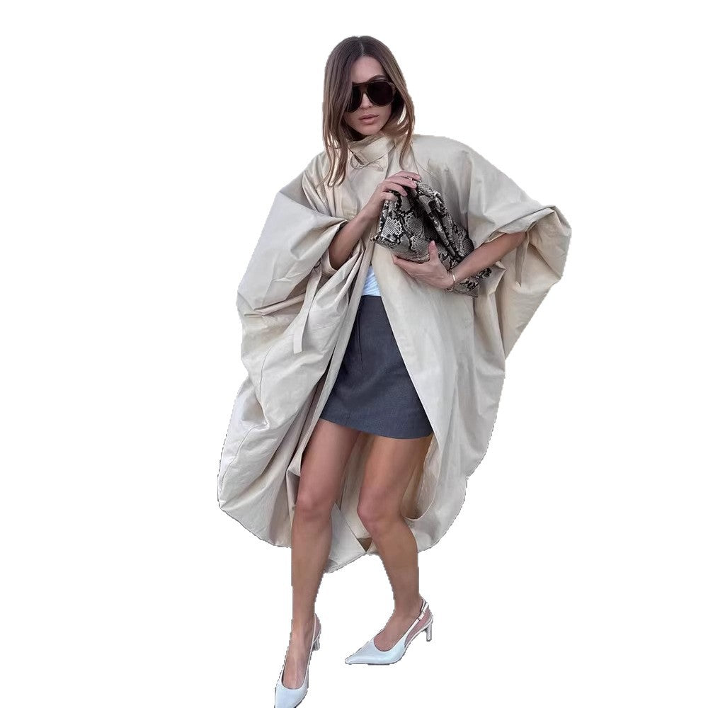 Damen Oversize-Cape-Mantel mit Stehkragen und ballonförmiger Silhouette Drune