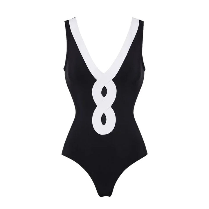 Damen Bandeau-Badeanzug mit elegantem Wickelrock Drune