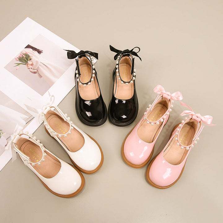 Mädchen Ballerina Schuhe mit Perlen- und Schleifendetail Drune