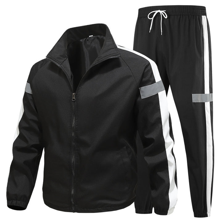 Herren Sportliches Trainingsanzug-Set mit Reißverschlussjacke, Jogginghose und reflektierenden Einsätzen Drune