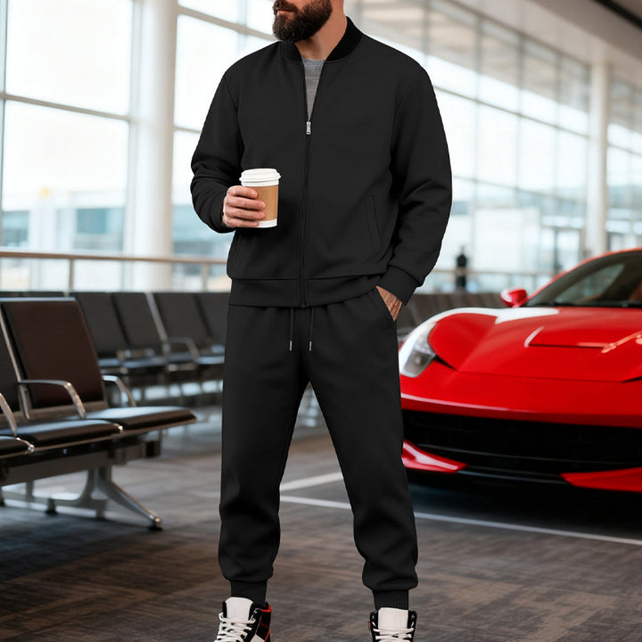 Herren nan sportlicher Freizeitanzug aus weicher Baumwollmischung mit Reißverschlussjacke und elastischer Jogginghose Drune
