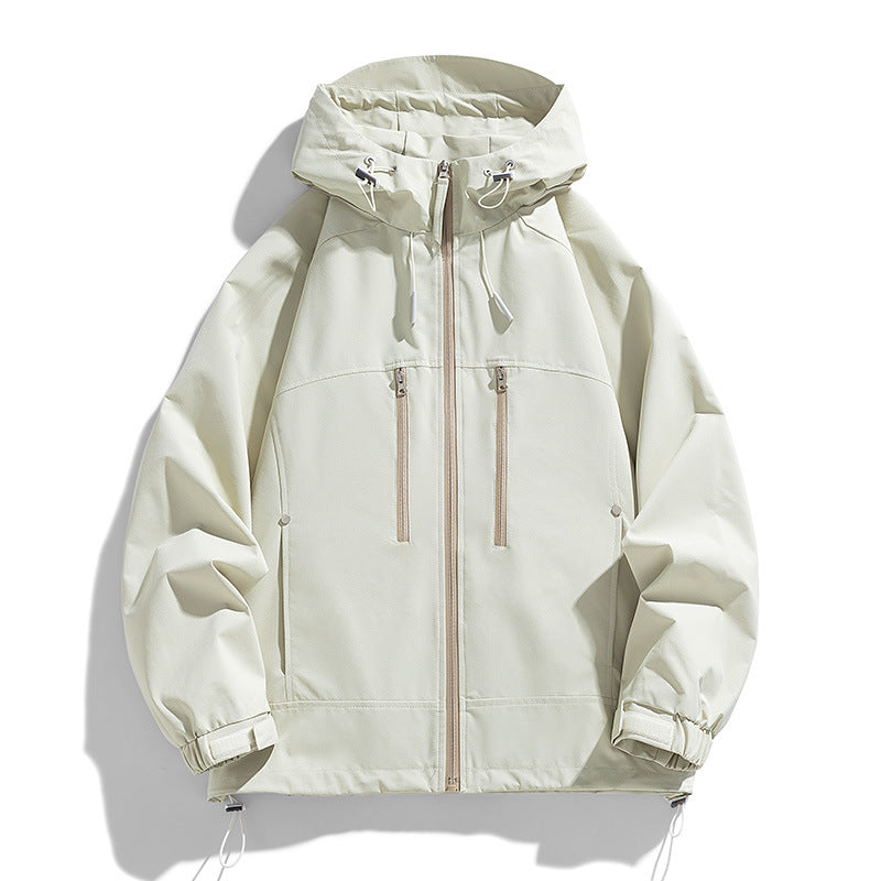 Unisex leichte winddichte Softshell-Kapuzenjacke mit verschweißten Nähten, verlängerter Rückenpartie und verstellbarem Saum Drune