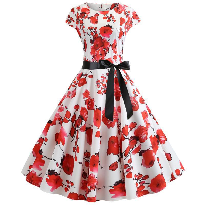 Damen Swingkleid mit floralem Muster und Betondetails Drune