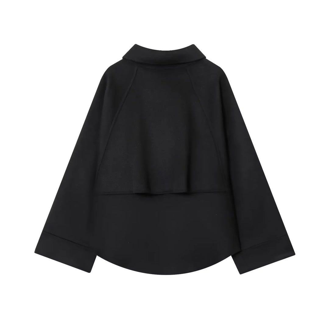 Damen nan kastiges Zip-Overshirt mit Hemdkragen, Raglanärmeln und verlängertem Saum Drune
