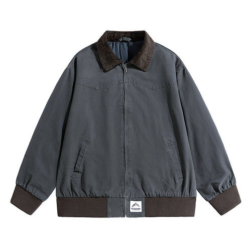 Herren Oversize-Field-Bomberjacke mit Cordkragen, elastischem Saum & verdecktem Reißverschluss Drune