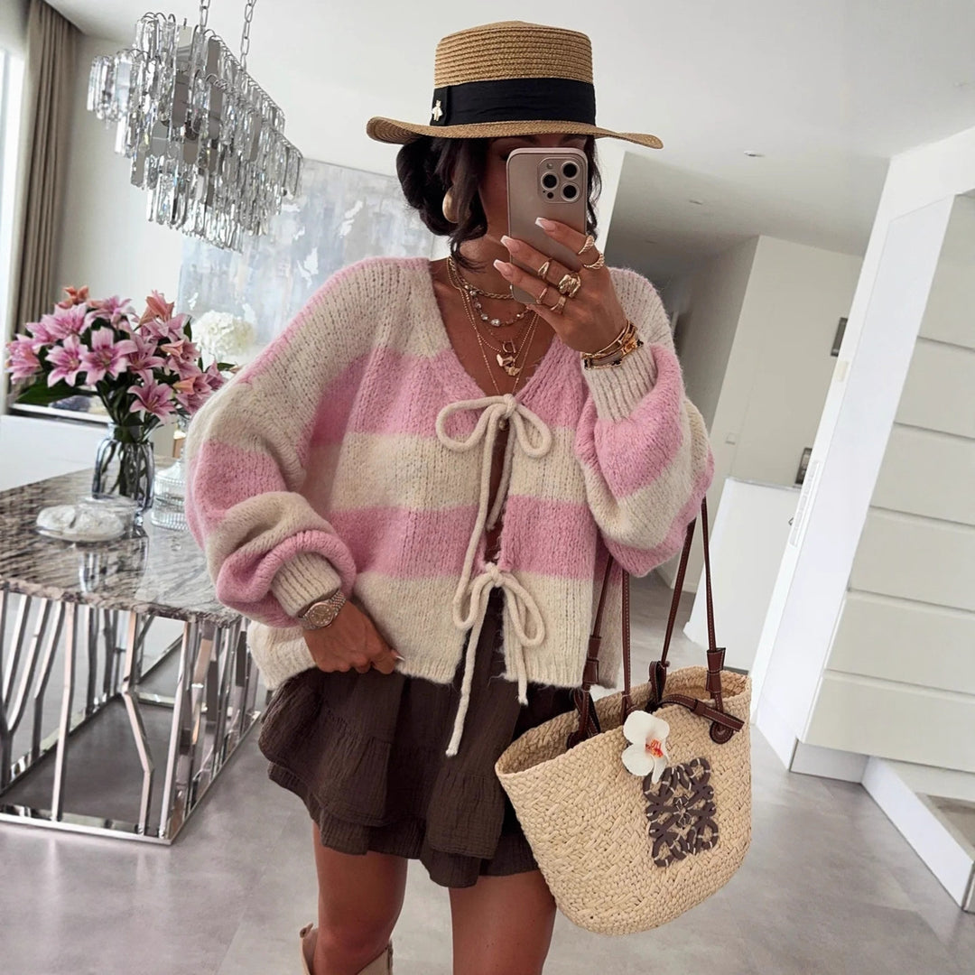 Damen kuschelige Strickjacke mit Knopfdetails und offenem Schnitt Drune