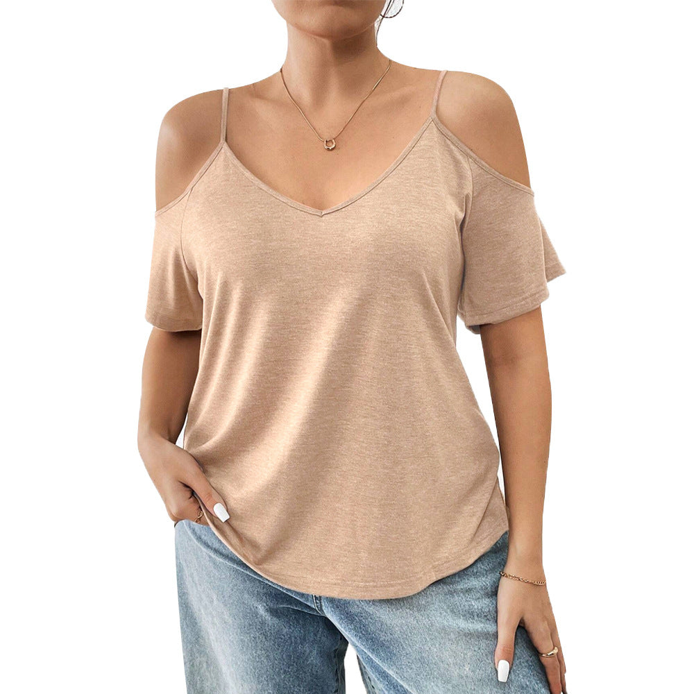 Damen lässiges T-Shirt mit Cut-Out-Ärmeln Drune