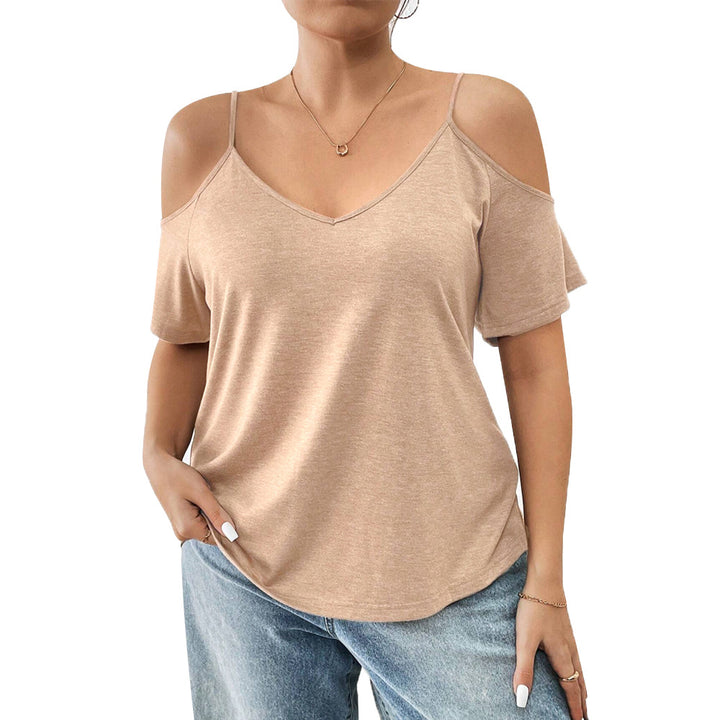 Damen lässiges T-Shirt mit Cut-Out-Ärmeln Drune