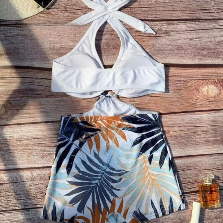 Damen Bikiniset mit hoch geschnittenem Hosenrock und elegantem Knoten Drune