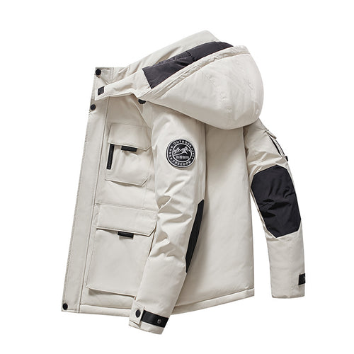 Herren Isolierter Field-Parka mit Kapuze, Mehrfach-Utility-Taschen und winddichter Shell Drune